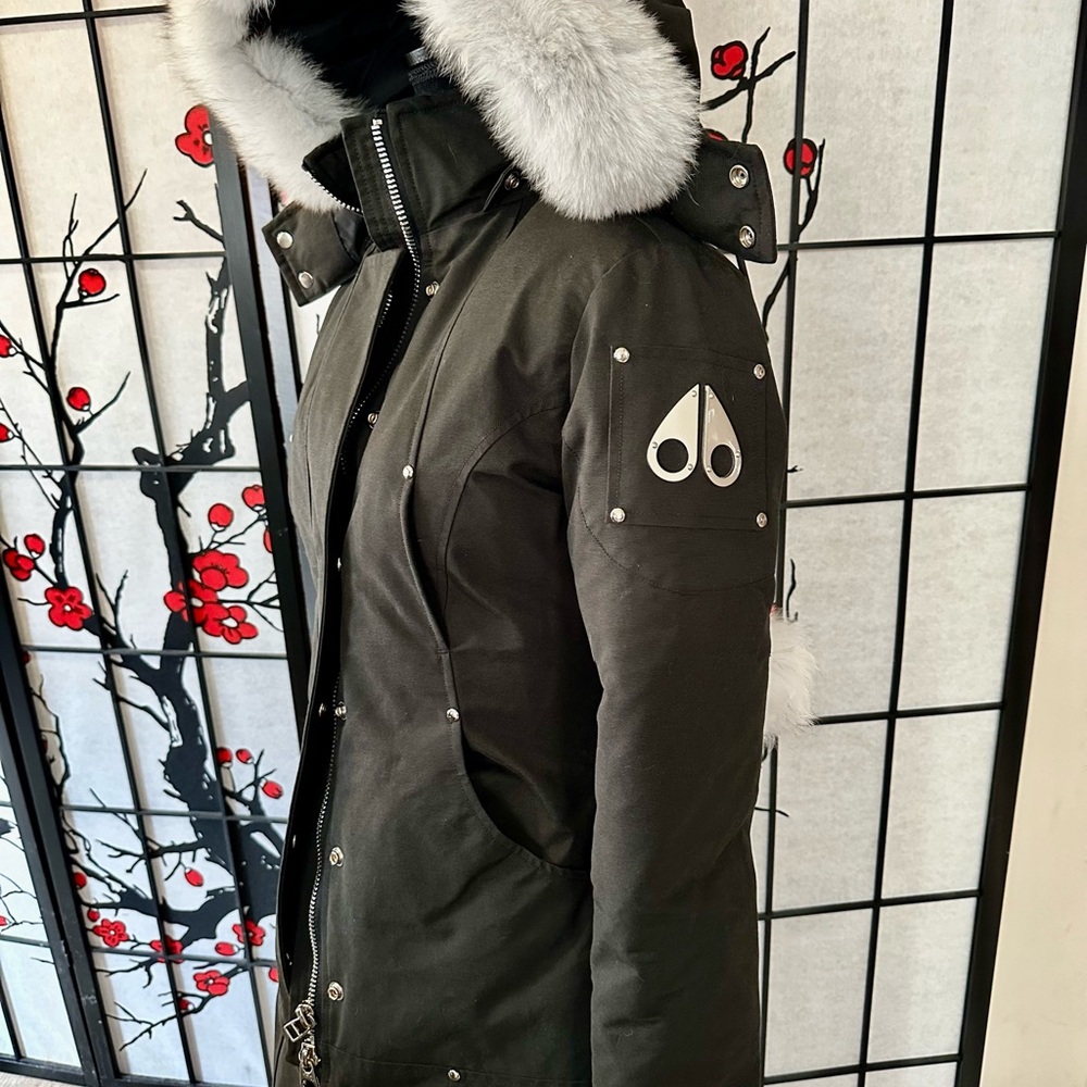 Moose Knuckles Black Jacket with Fur Hood